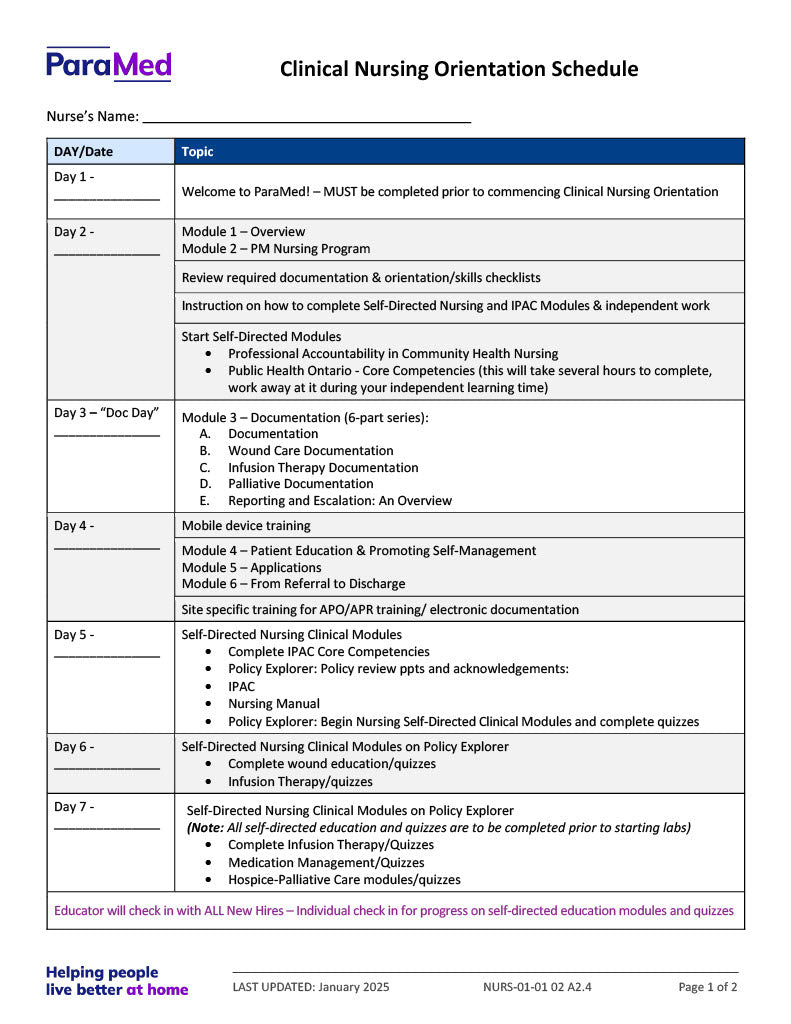 NURS-NOB - Nursing Orientation Bundle