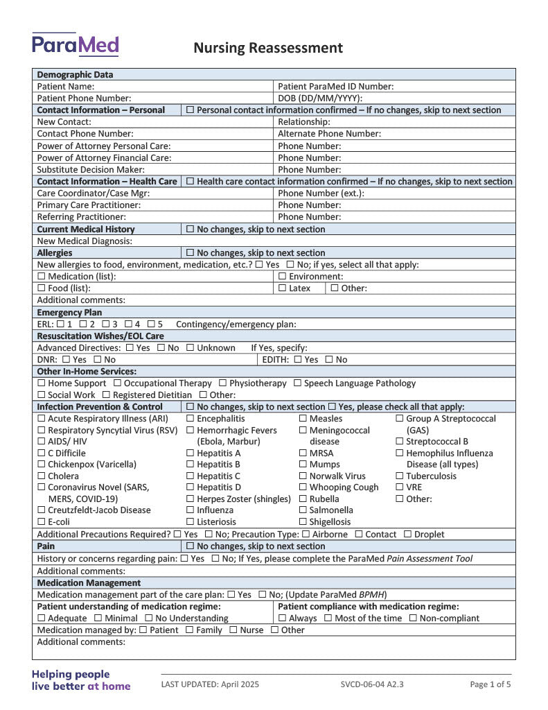 NURS-GCB-NES - General/Generic Chart Bundle for Non-Electronic Sites