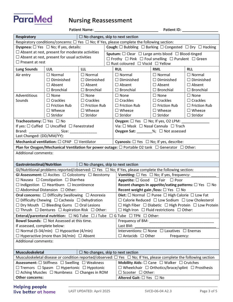 NURS-GCB-NES - General/Generic Chart Bundle for Non-Electronic Sites