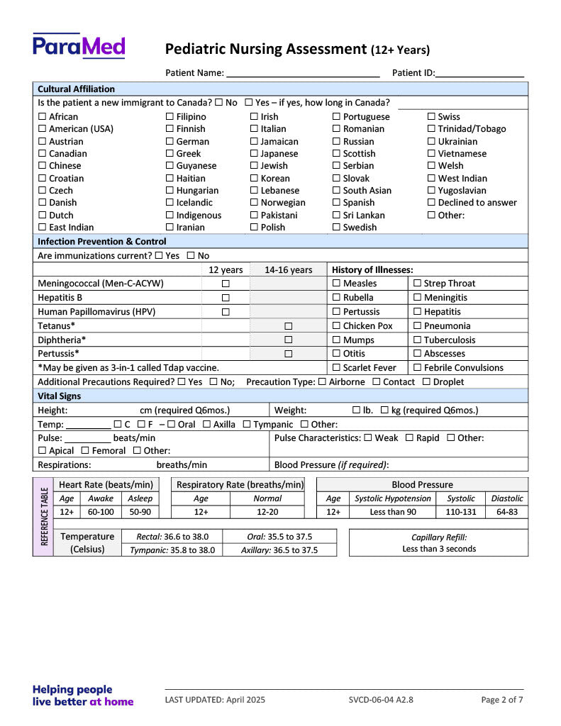 PEDS-12+ - Pediatric Bundle (ages 12+ yrs)