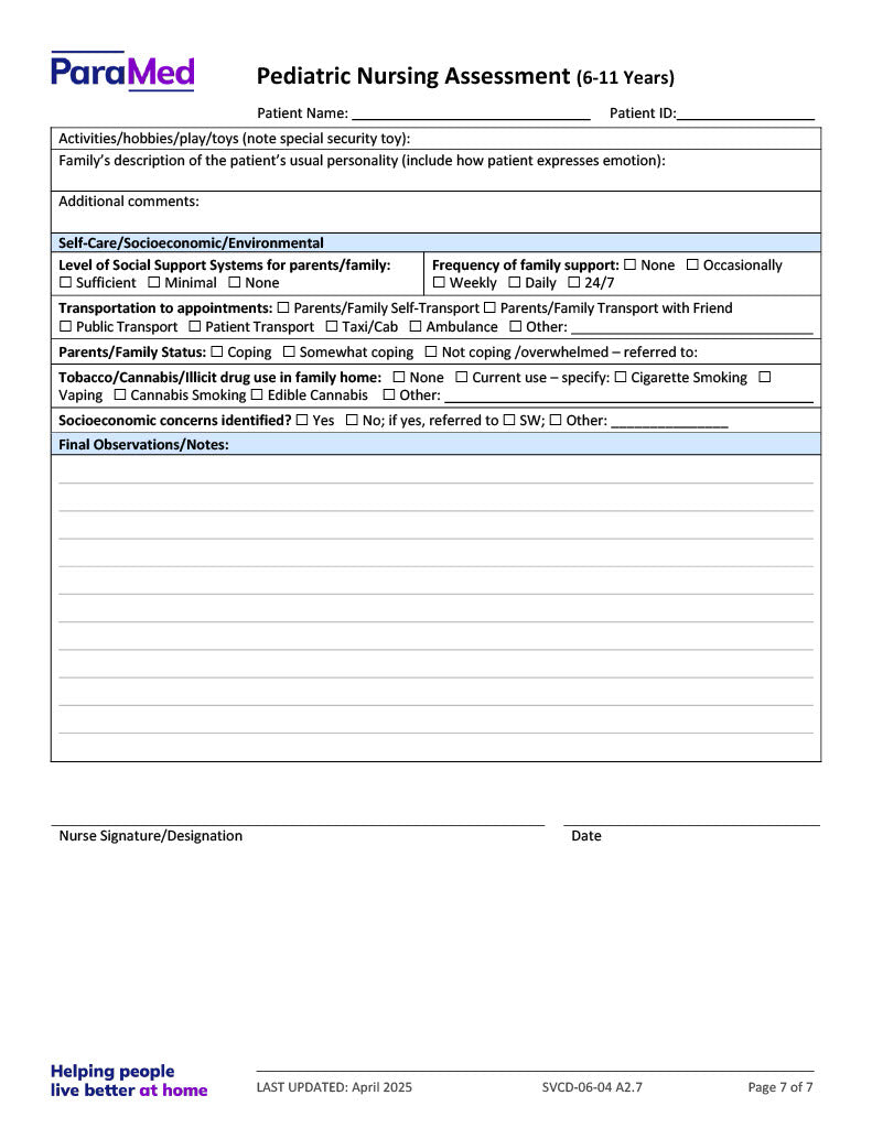PEDS-6-11-NES - Pediatric Bundle (ages 6 to 11 yrs) For Non-Electronic Sites