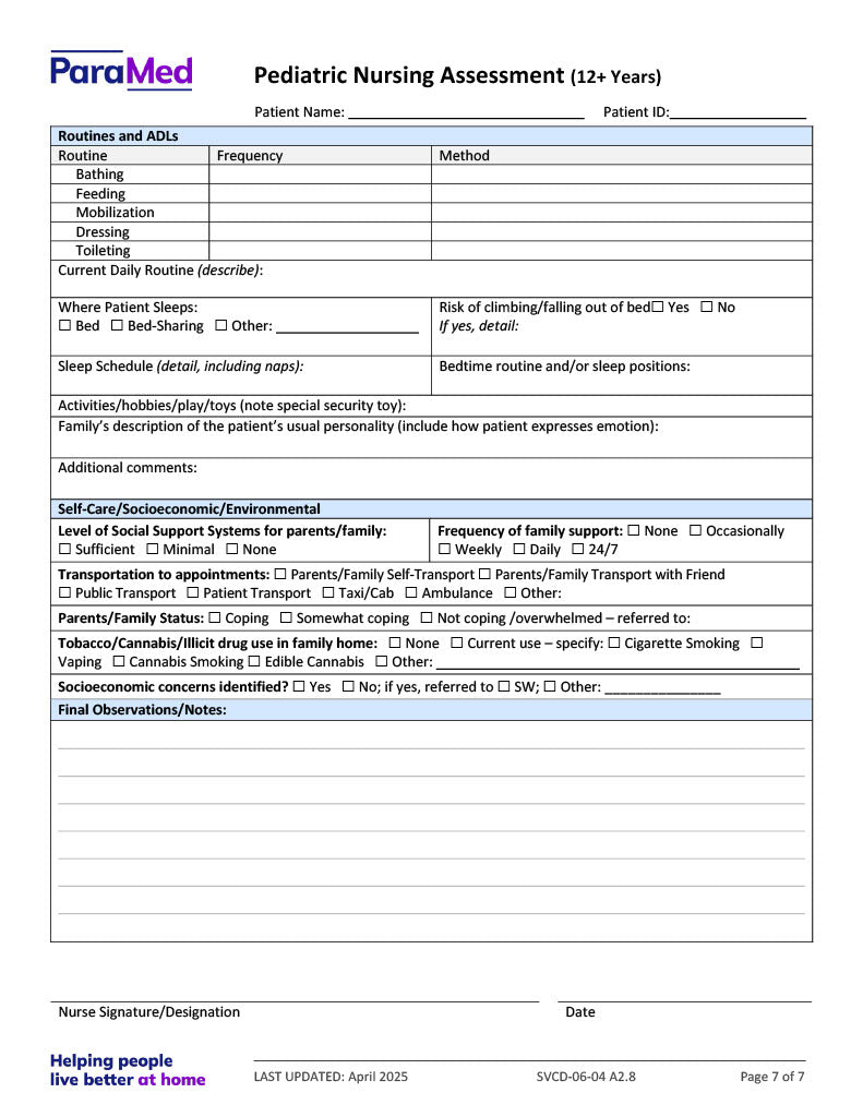 PEDS-12+-NES - Pediatric Bundle (ages 12+ yrs) For Non-Electronic Sites