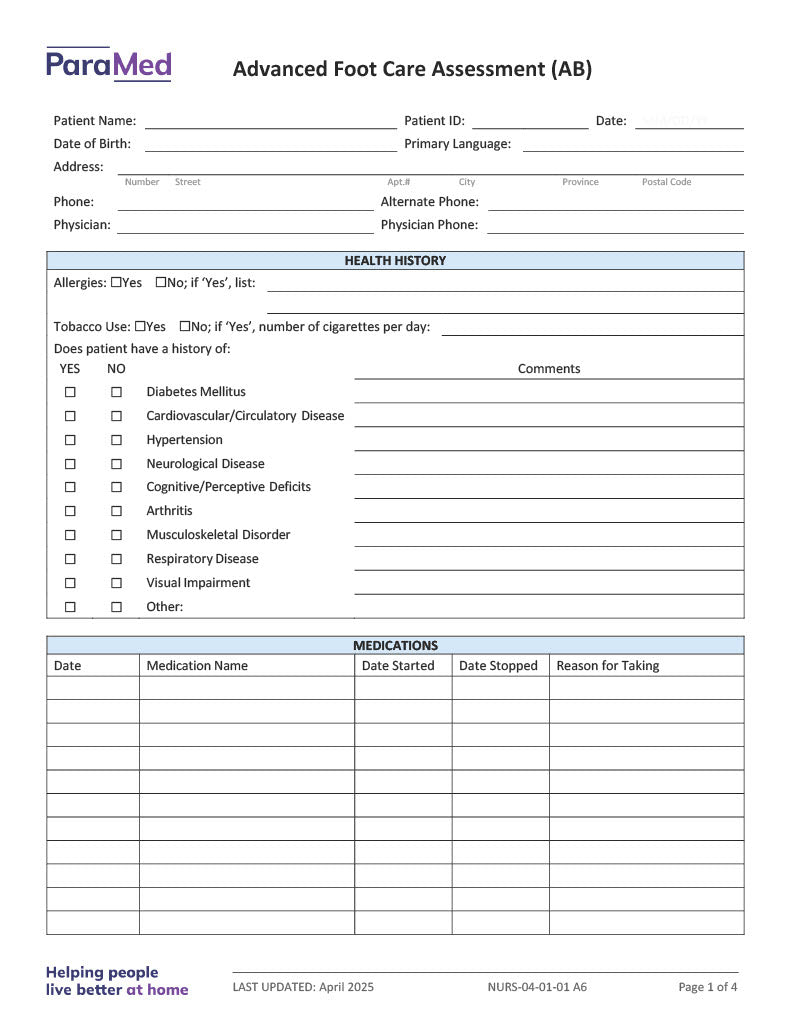 Advanced Foot Care Assessment (AB)