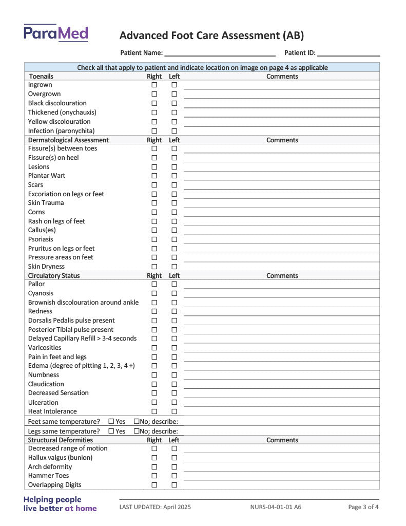 Advanced Foot Care Assessment (AB)