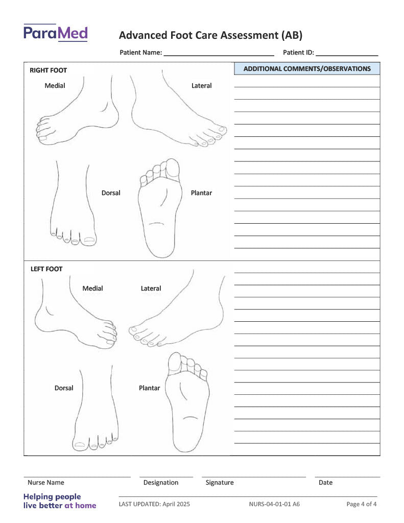 Advanced Foot Care Assessment (AB)