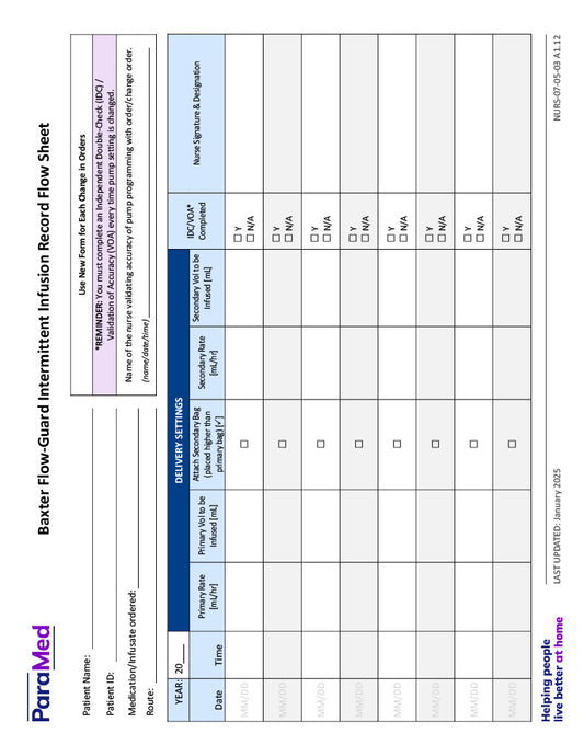 Baxter Flow-Guard Intermittent Infusion Record