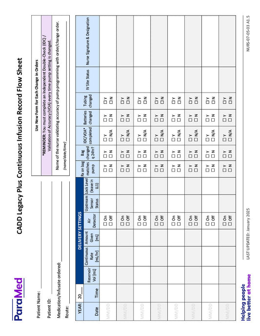 CADD Legacy Plus Continuous Infusion Record