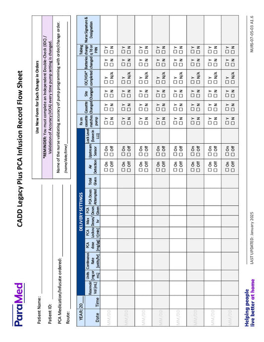 CADD Legacy Plus PCA Infusion Record