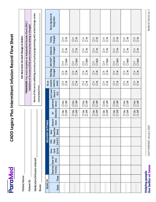CADD Legacy Plus Intermittent Infusion Record