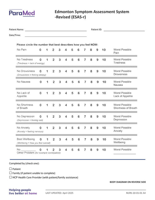 Edmonton Symptom Assessment System ESAS-R