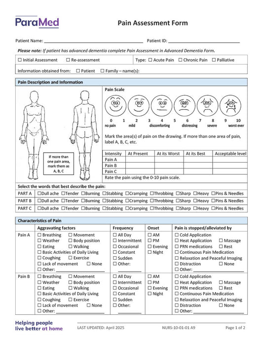 Pain Assessment Form