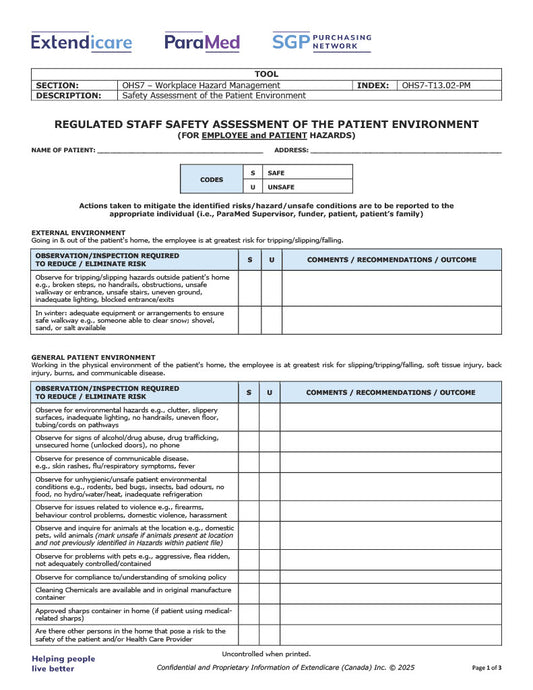 Safety Assessment of the Patient Environment