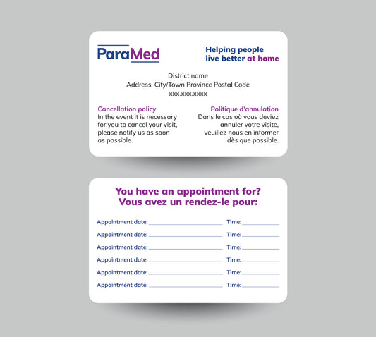ParaMed Appointment Cards