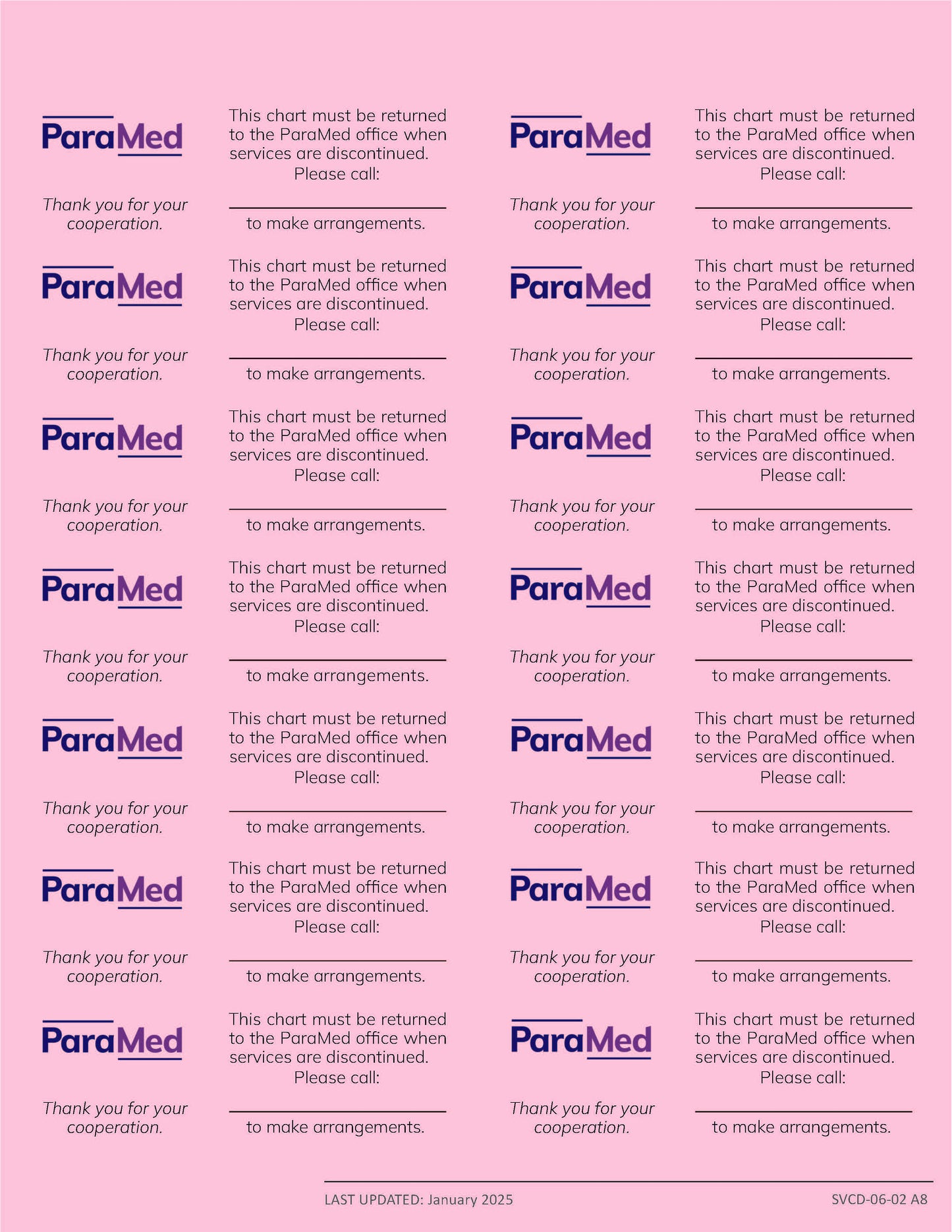 In-Home Chart Label Stickers