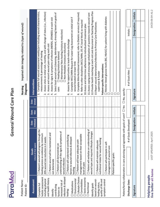 General Wound Care Plan
