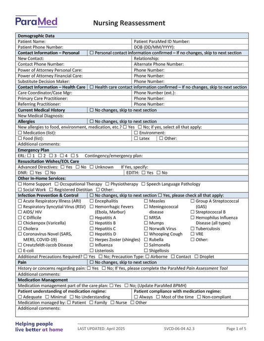 Nursing Reassessment