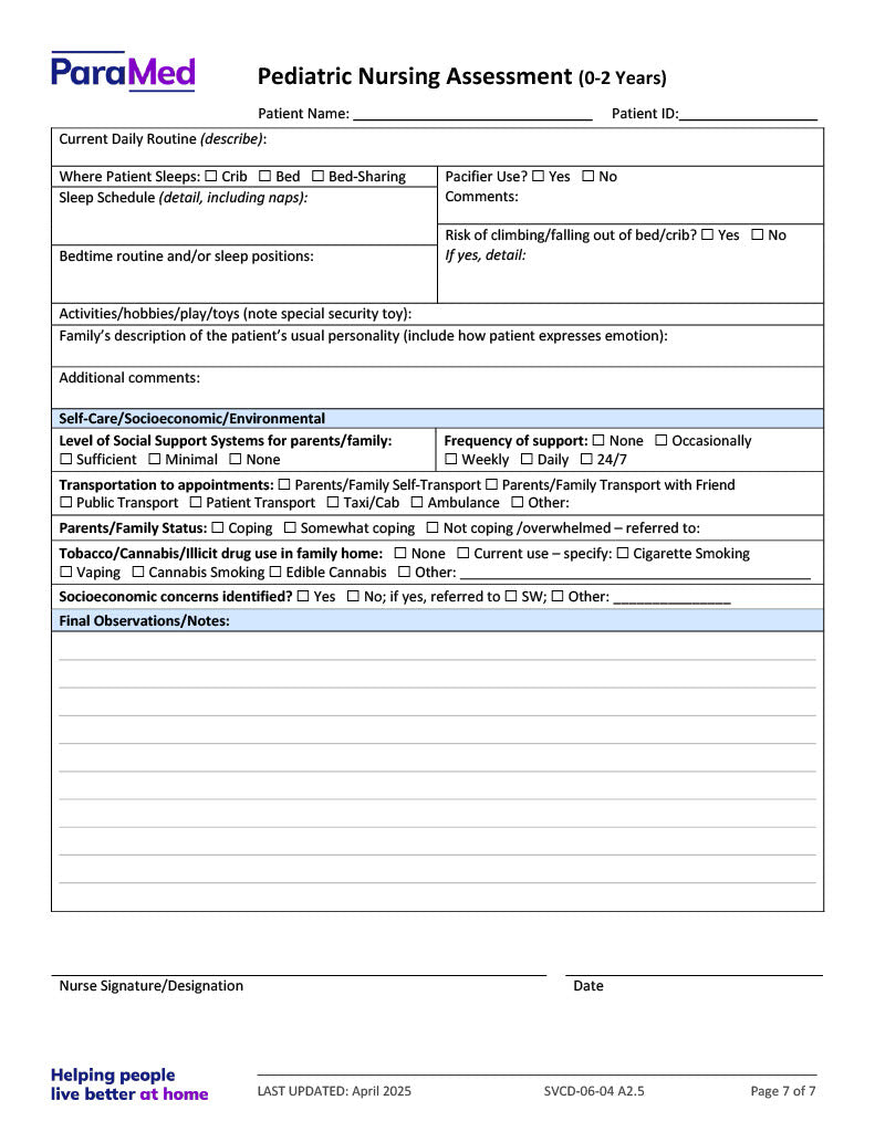 Pediatric Nursing Assessment (0-2 Years)