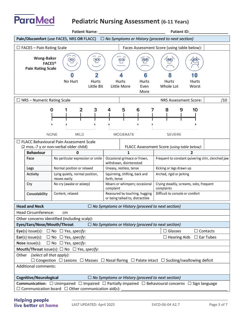 Pediatric Nursing Assessment (6-11 Years)