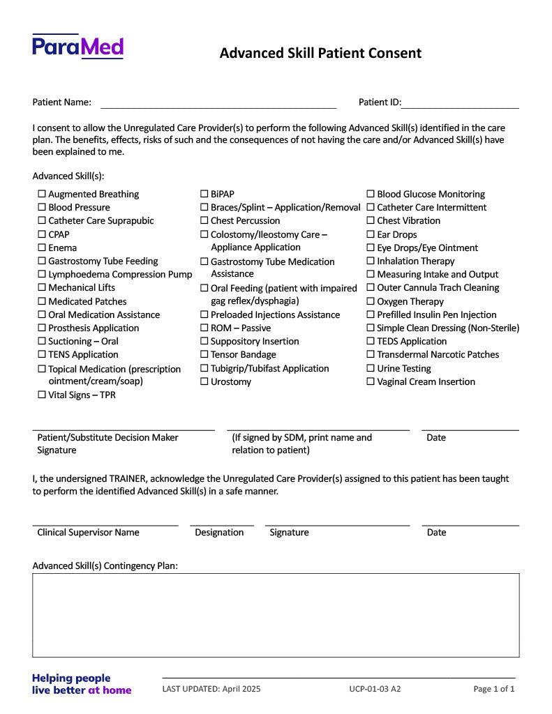 Advanced Skill Patient Consent
