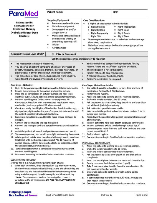 Inhalation Therapy (Skill Guideline)
