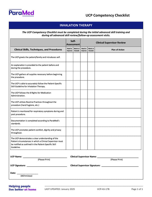 Inhalation Therapy (Competency Checklist)