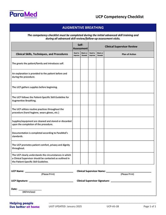 Augmentive Breathing (Competency Checklist)
