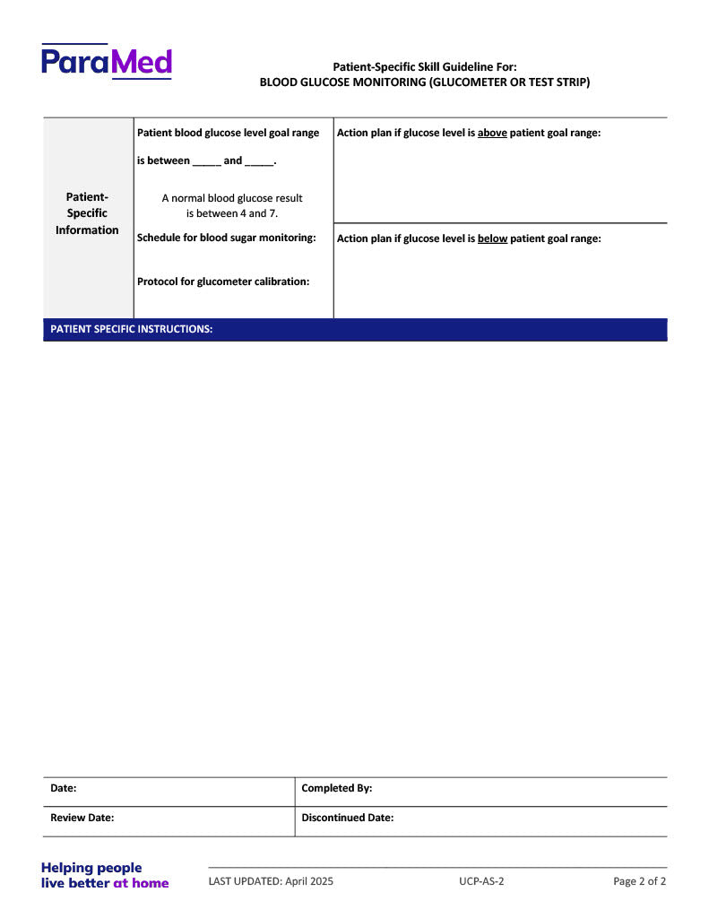 Blood Glucose Monitoring (Skill Guideline)