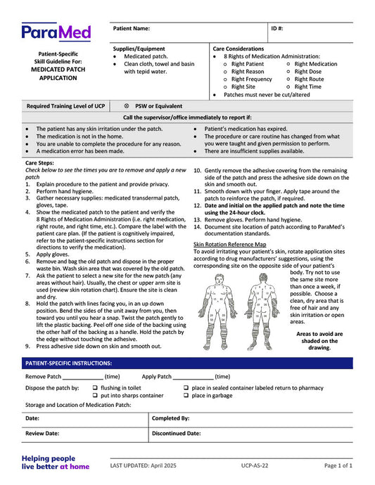 Medicated Patch Application (Skill Guideline)