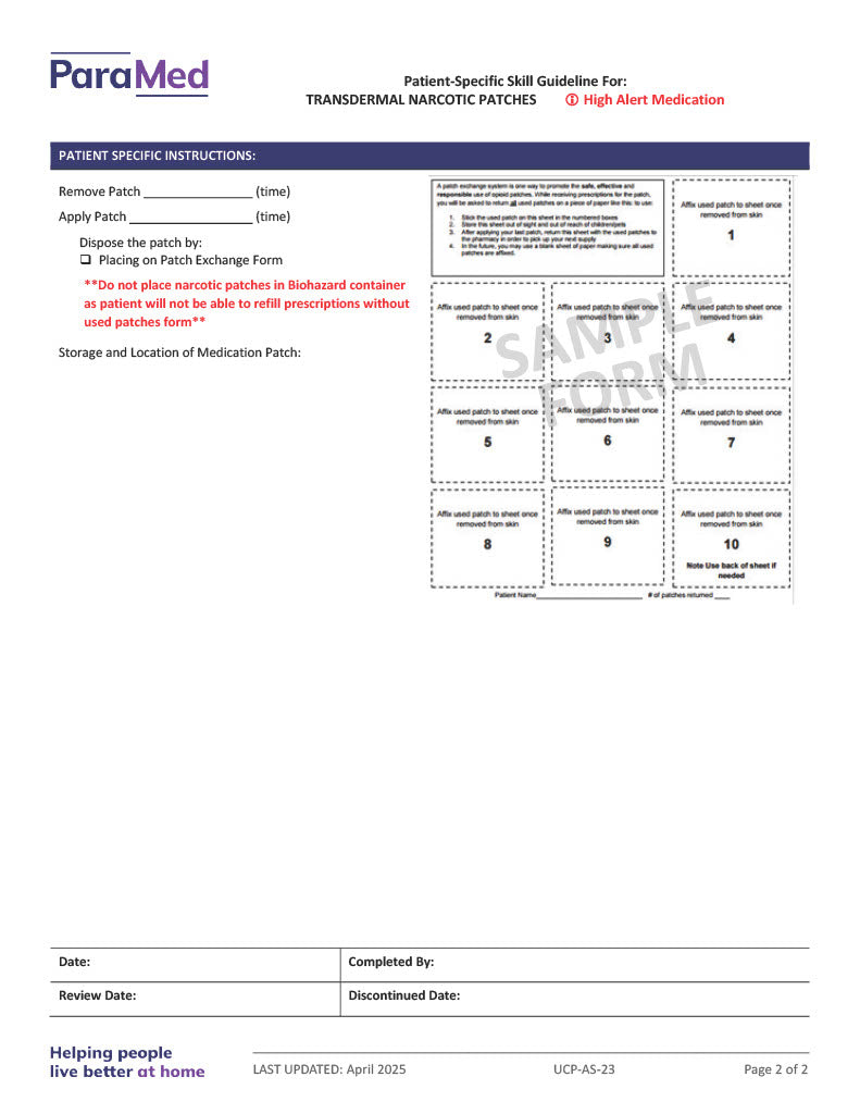 Transdermal Narcotic Patches (Skill Guideline)