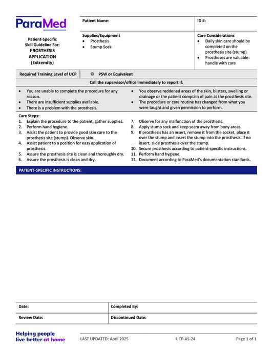 Prosthesis Application (Skill Guideline)
