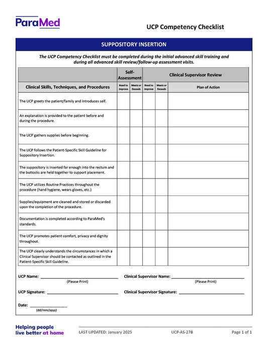Suppository Insertion - Competency Checklist