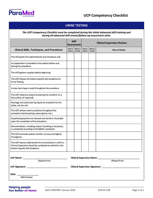 Urine Testing (Competency Checklist)