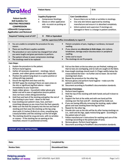 Routine Prescribed 20mmhg Compession (Skill Guideline)
