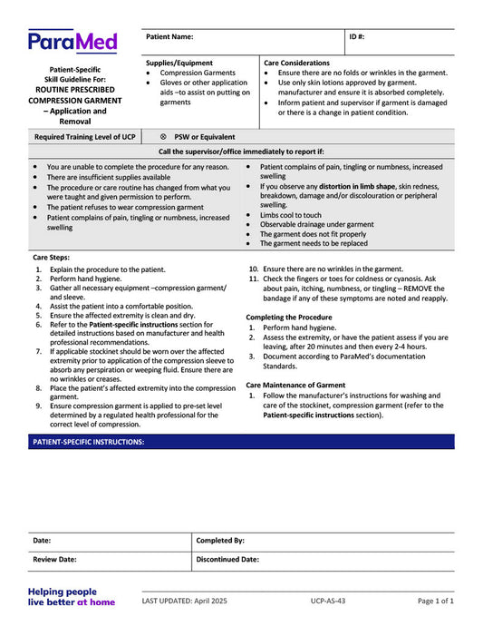 Routine Prescribed Compression Garment (Skill Guideline)