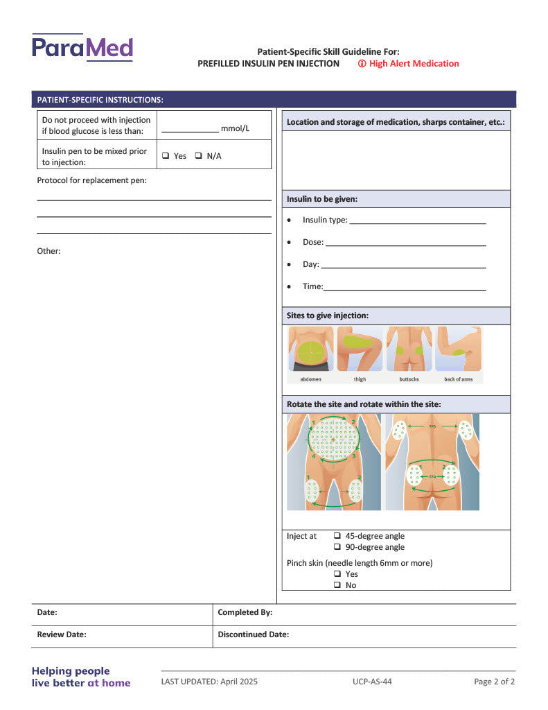 Prefilled Insulin Pen Injection (Skill Guideline)