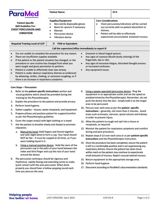 Chest Percussion and Vibration (Skill Guideline)