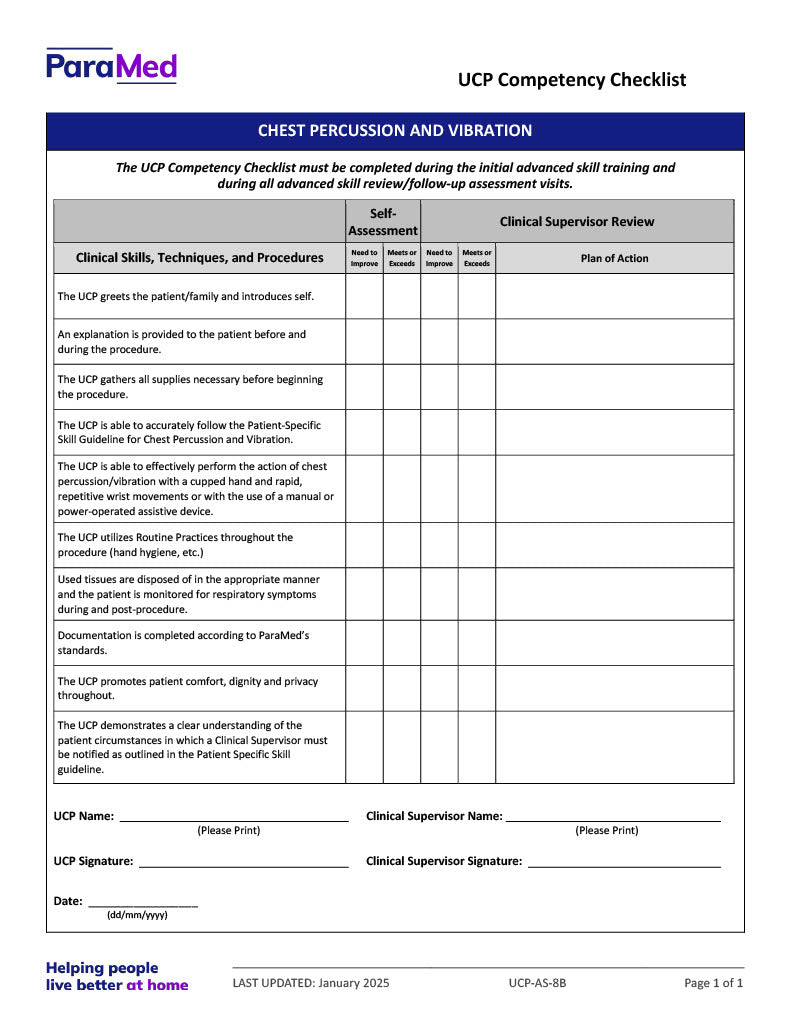 Chest Percussion and Vibration (Competency Checklist)