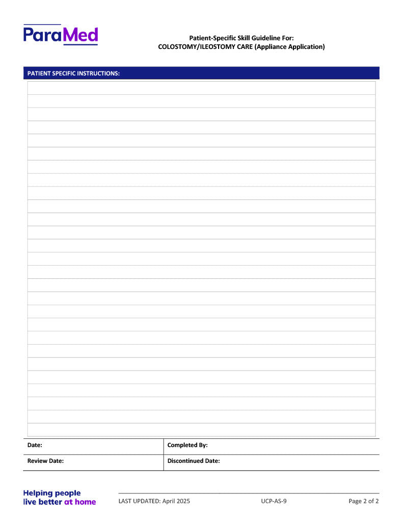 Colostomy/Ileostomy Care – (appliance application) (Skill Guideline)