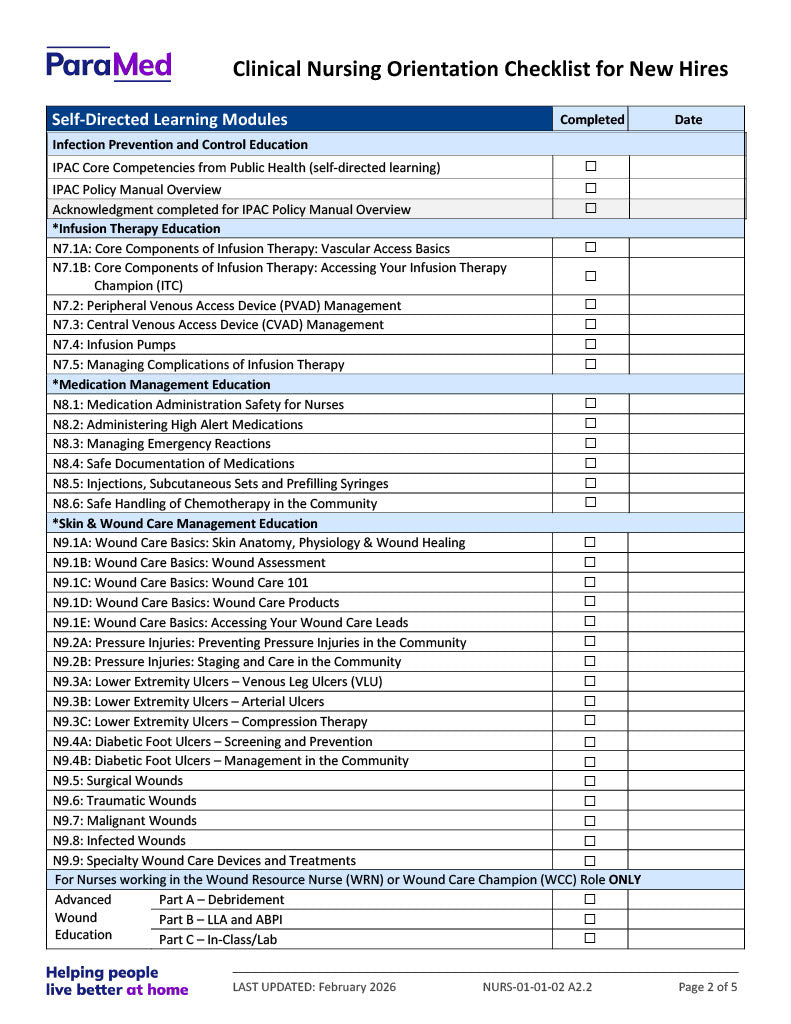 NURS-NOB - Nursing Orientation Bundle