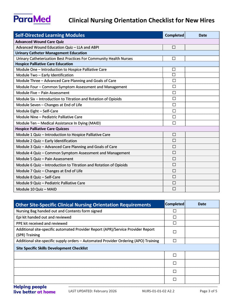 NURS-NOB - Nursing Orientation Bundle