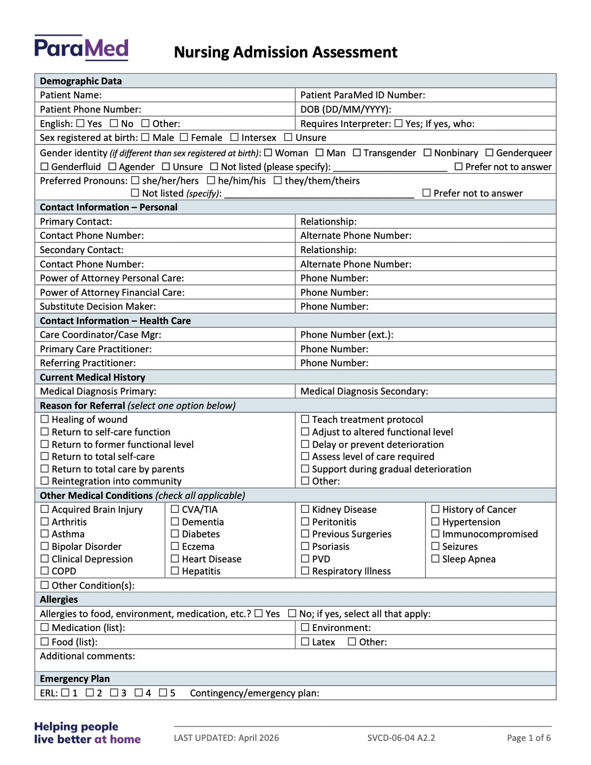 CL-NURS-GCB-NES - General/Generic Chart Bundle Non-Electronic Sites