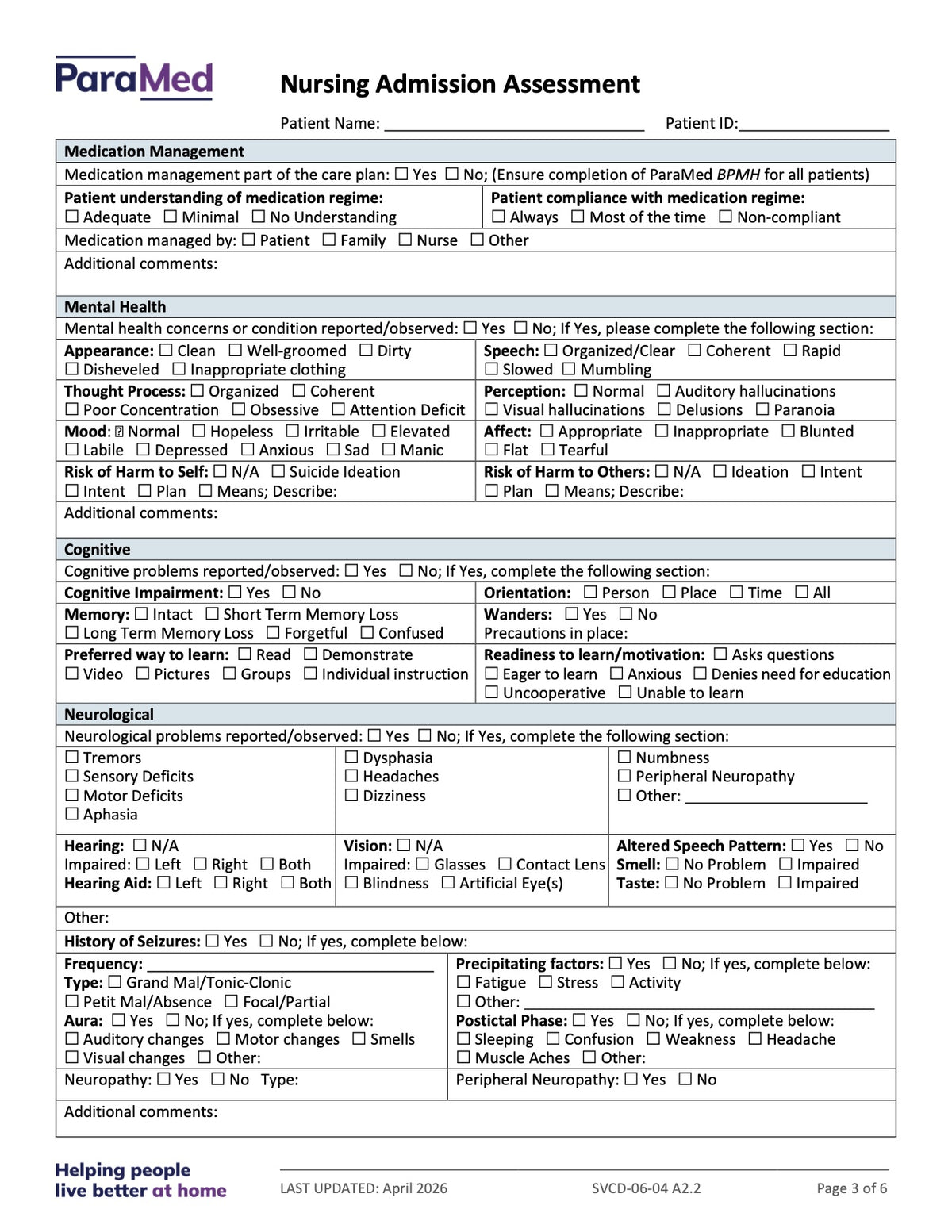 CL-NURS-GCB-NES - General/Generic Chart Bundle Non-Electronic Sites