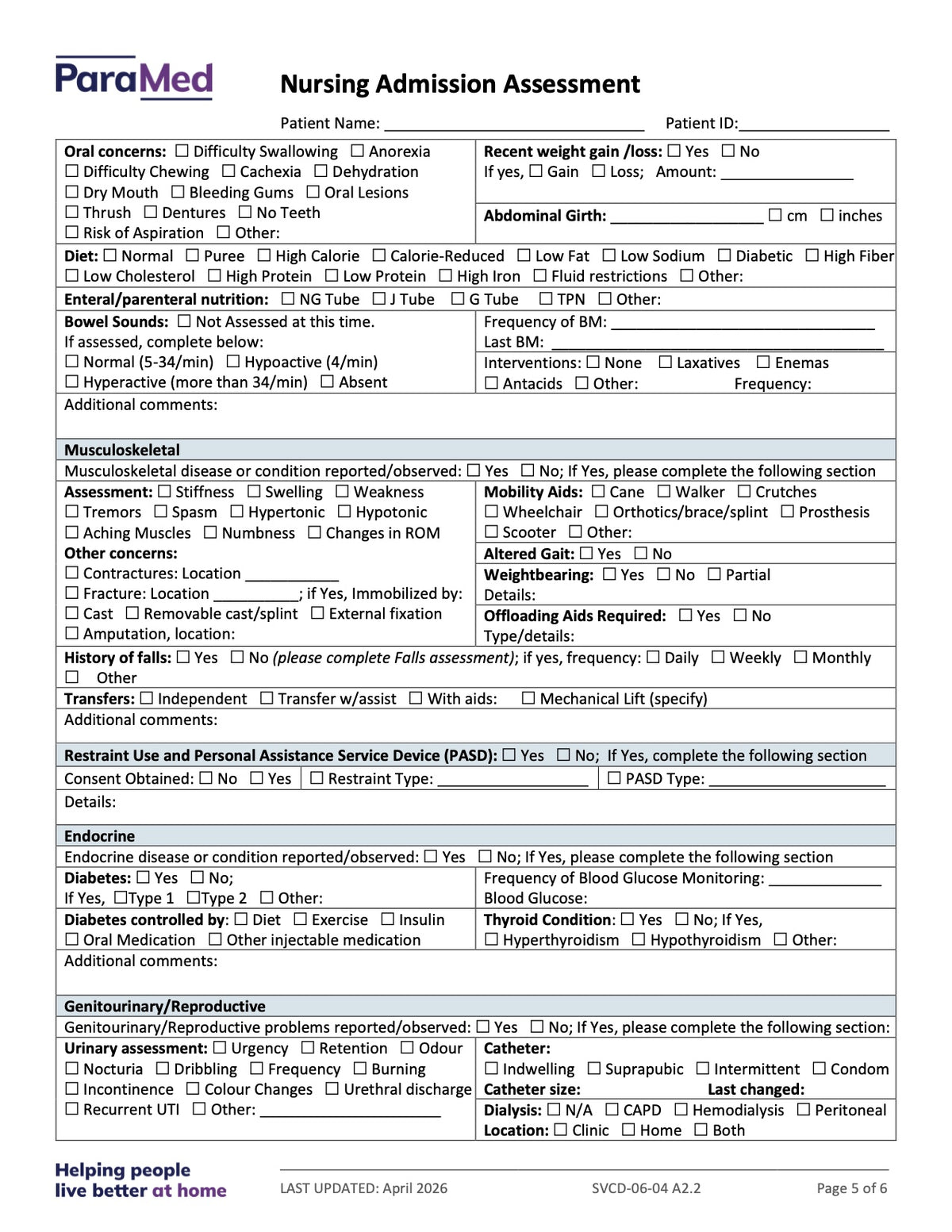 CL-NURS-GCB-NES - General/Generic Chart Bundle Non-Electronic Sites