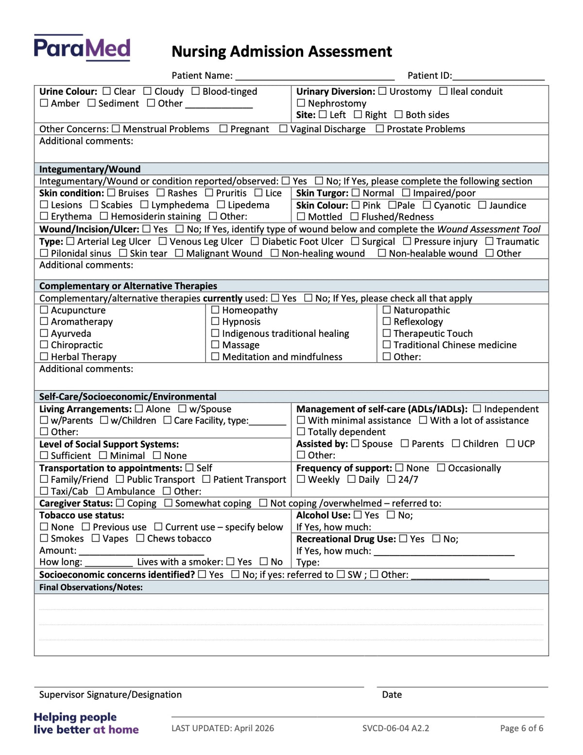 CL-NURS-GCB-NES - General/Generic Chart Bundle Non-Electronic Sites