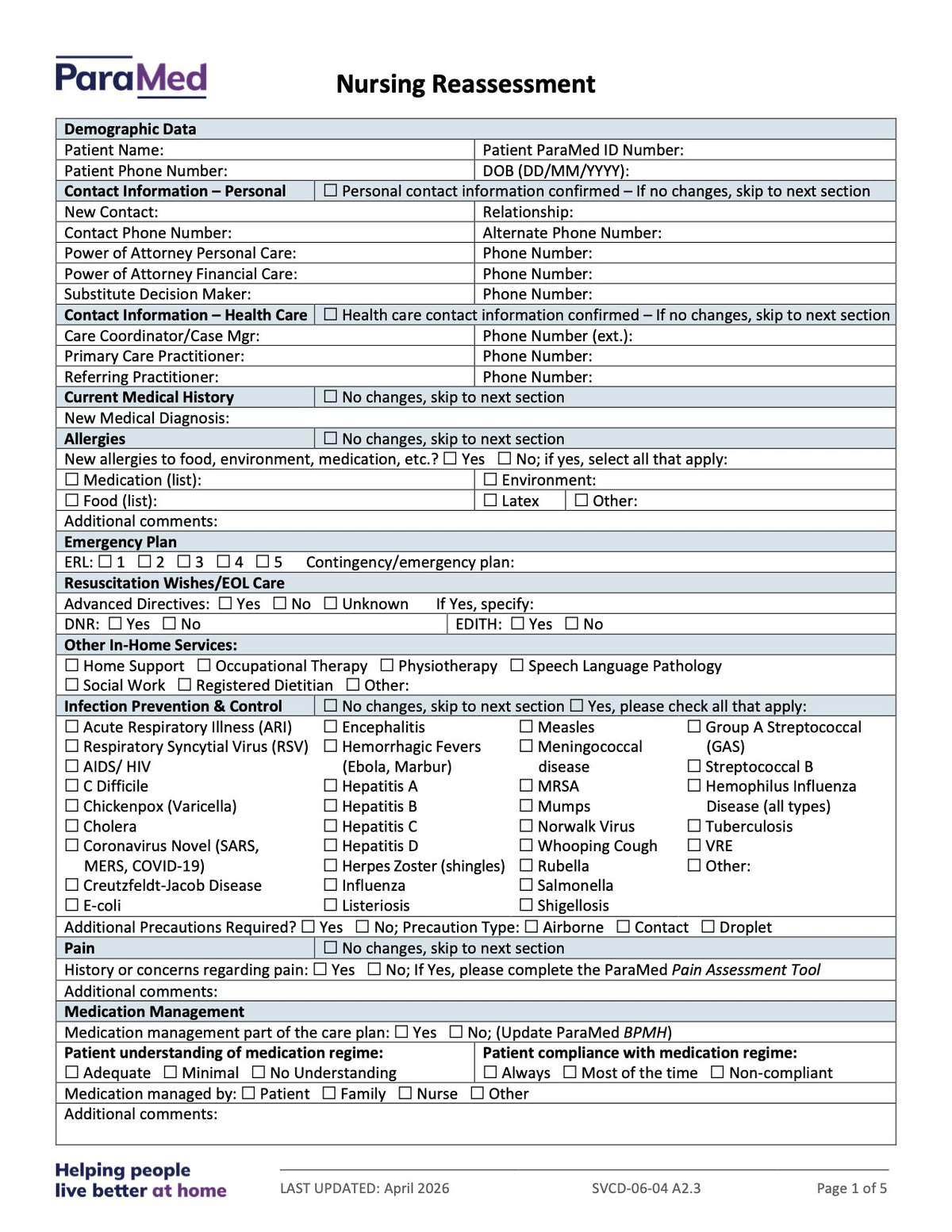 CL-NURS-GCB-NES - General/Generic Chart Bundle Non-Electronic Sites