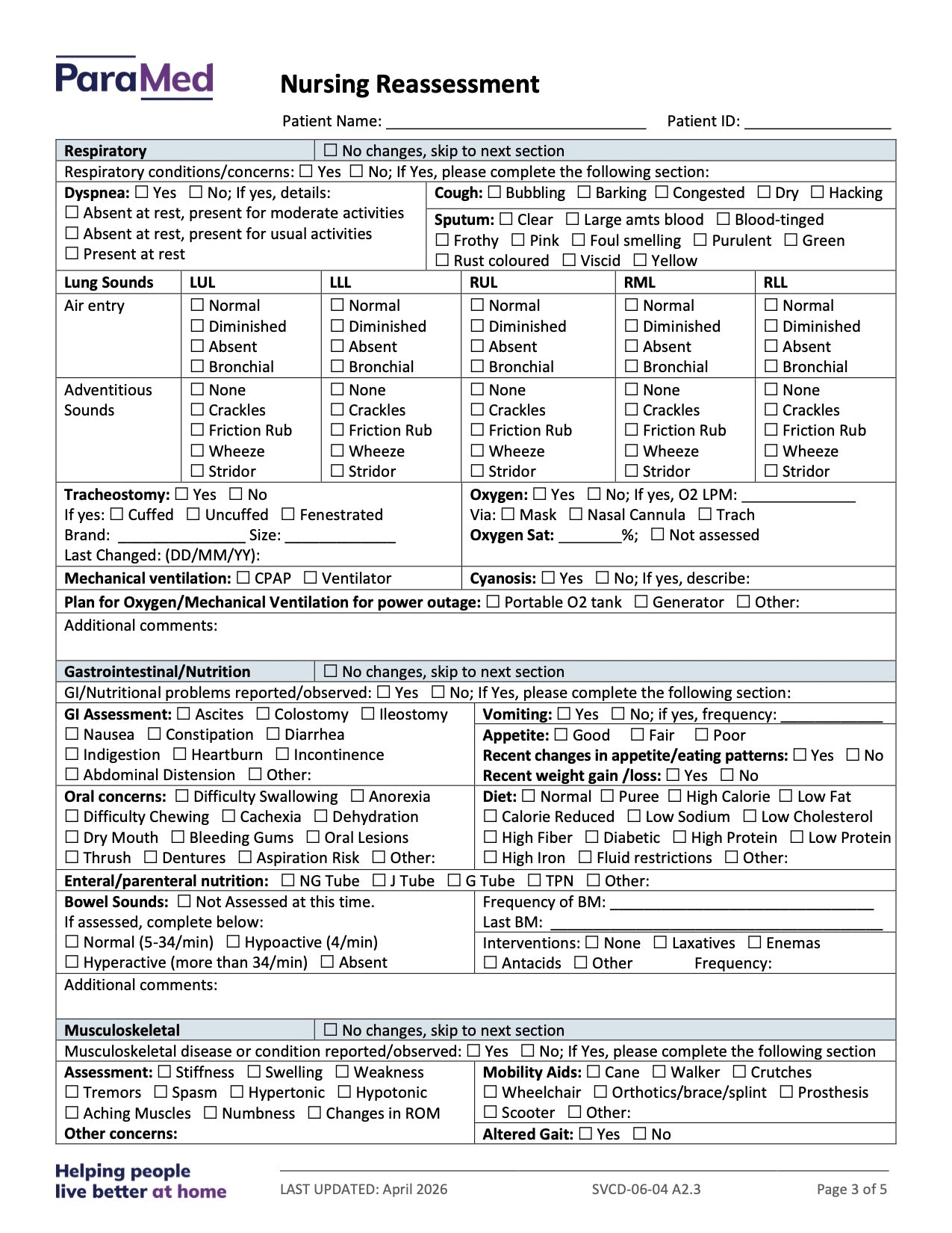 CL-NURS-GCB-NES - General/Generic Chart Bundle Non-Electronic Sites