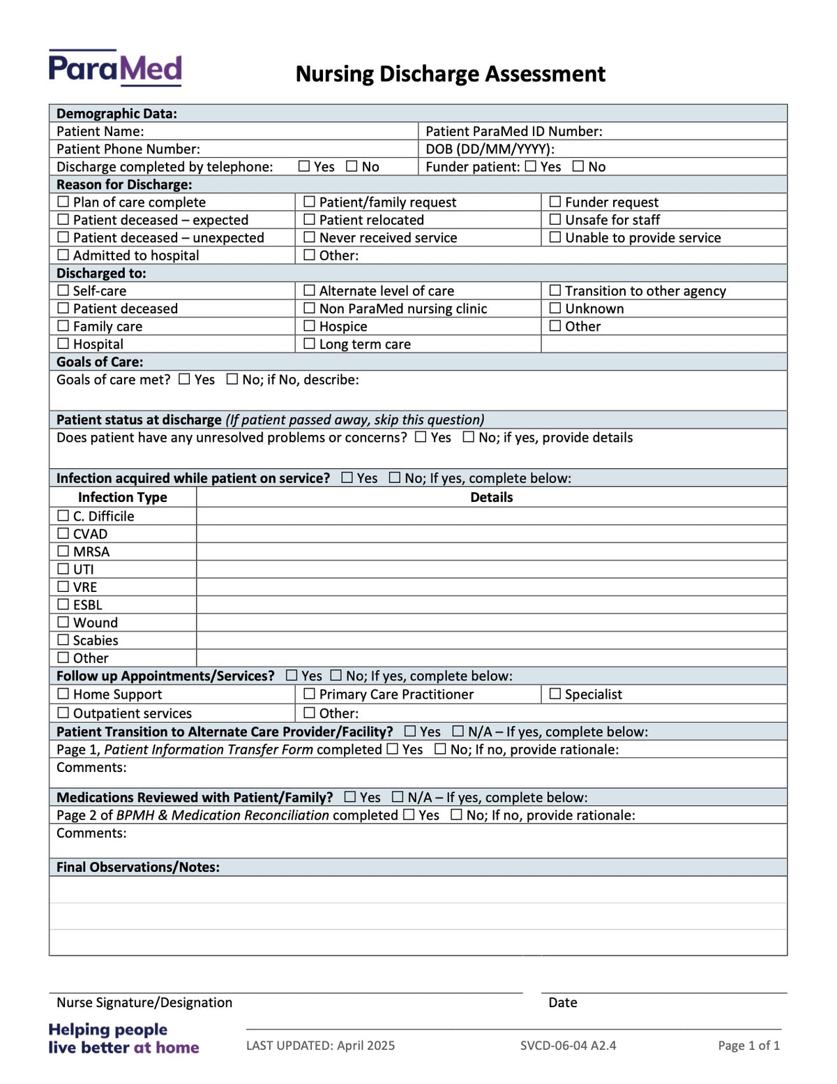 CL-NURS-GCB-NES - General/Generic Chart Bundle Non-Electronic Sites