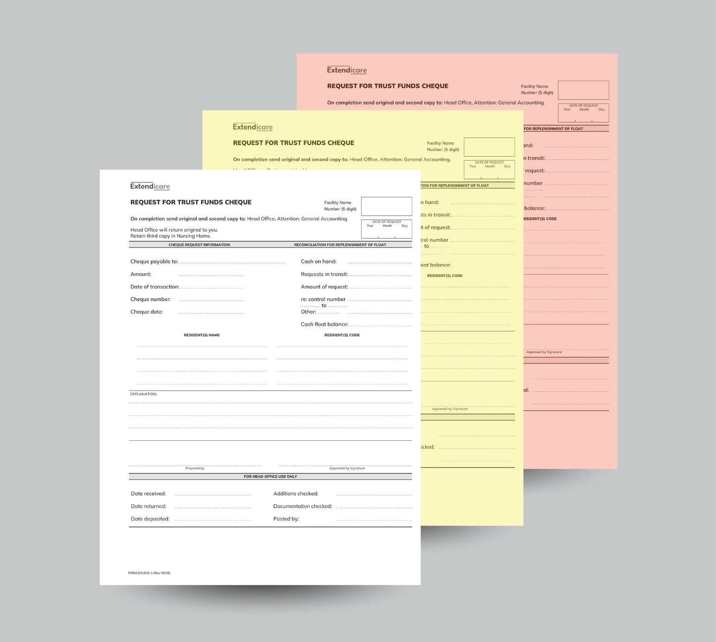 Request For Trust Funds Cheque NCR Form