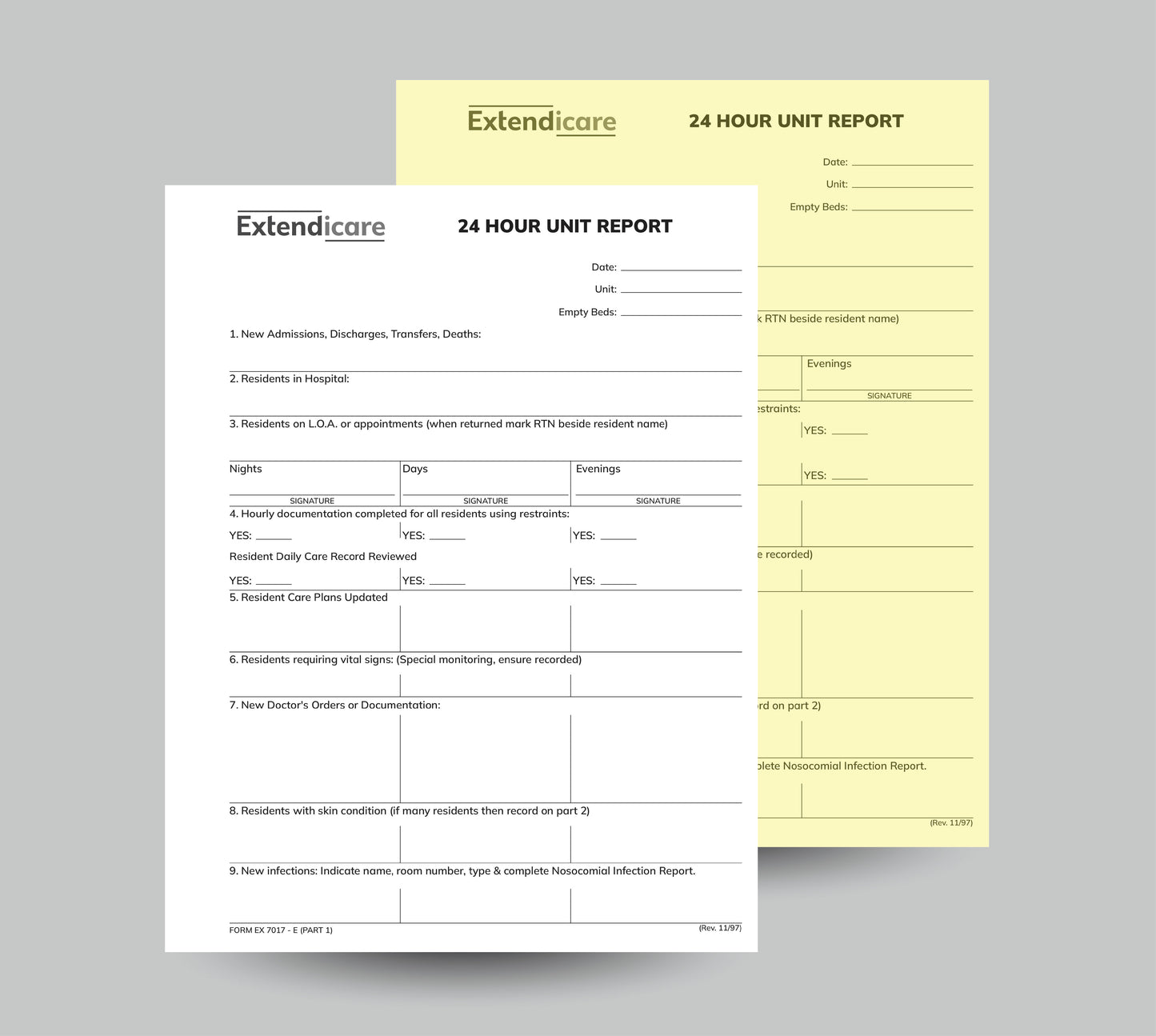 24 Hour Unit Report Form