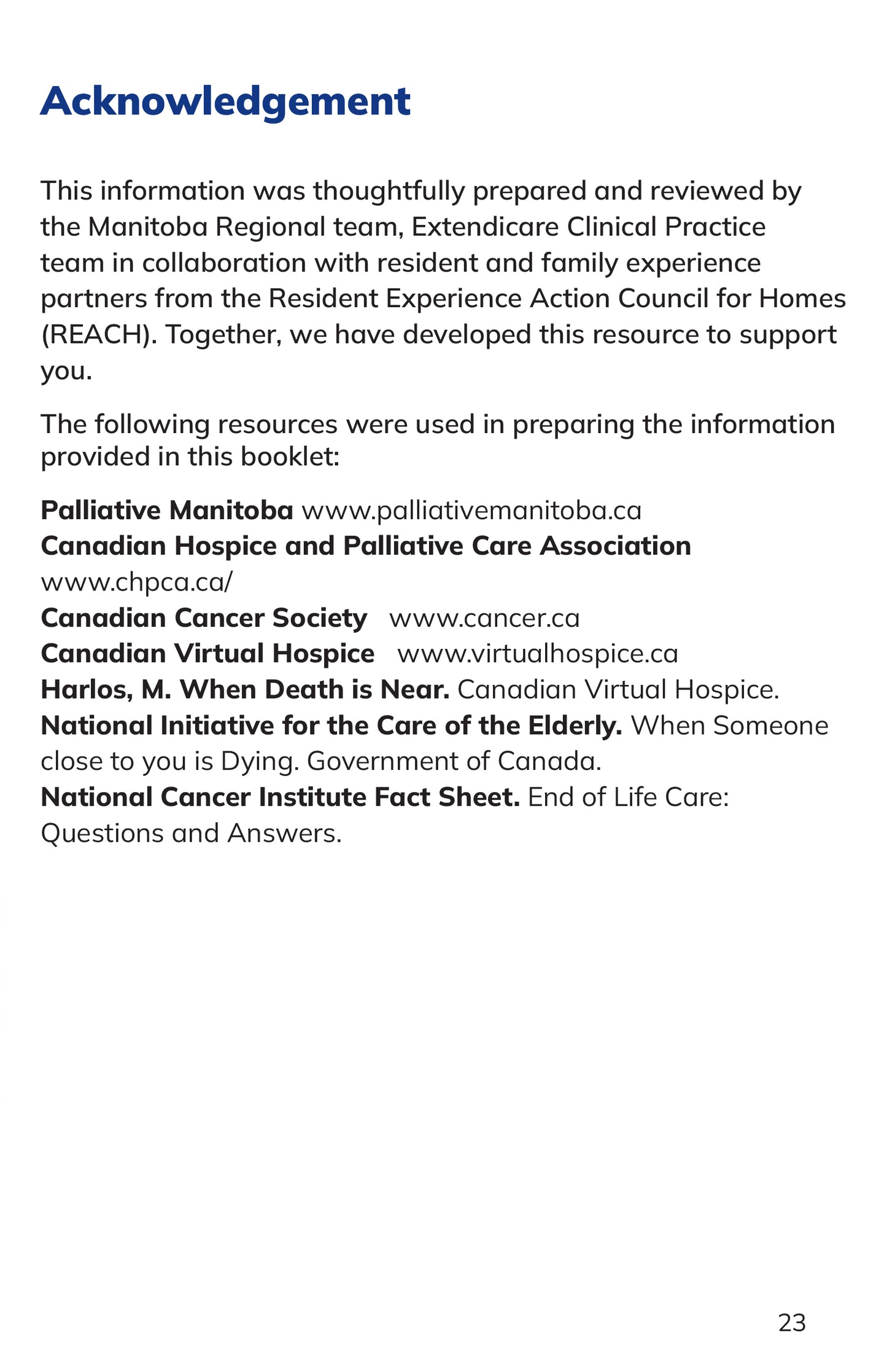 Extendicare End of Life Booklet